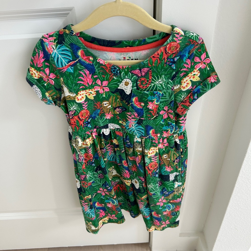 Mini Boden Girl’s Jungle Print dress  size 4-5